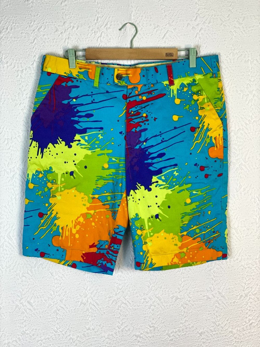 Loudmouth Golf Paint Splatter Shorts Men's Size 36 Multicolor Art Print